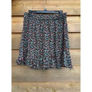 Loft colorful floral print ruffle mini skirt